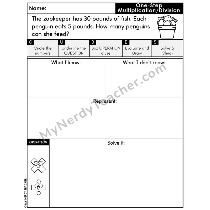 One-Step Division Word Problem #8 — Winter Math Editable CUBES