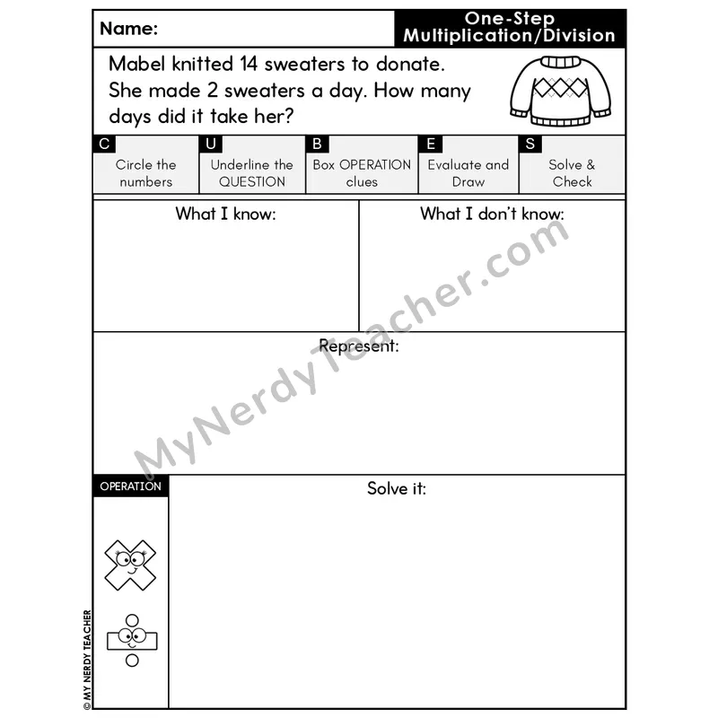 One-Step Division Word Problem #3 — Winter Math Editable CUBES