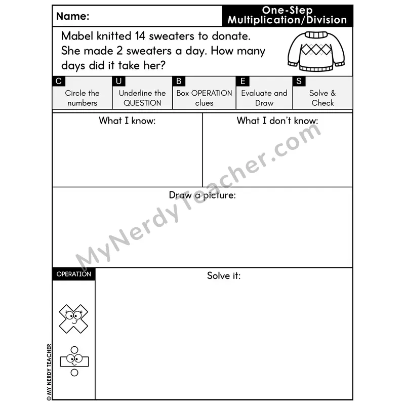 One-Step Division Word Problem #3 — Winter Math Printable CUBES