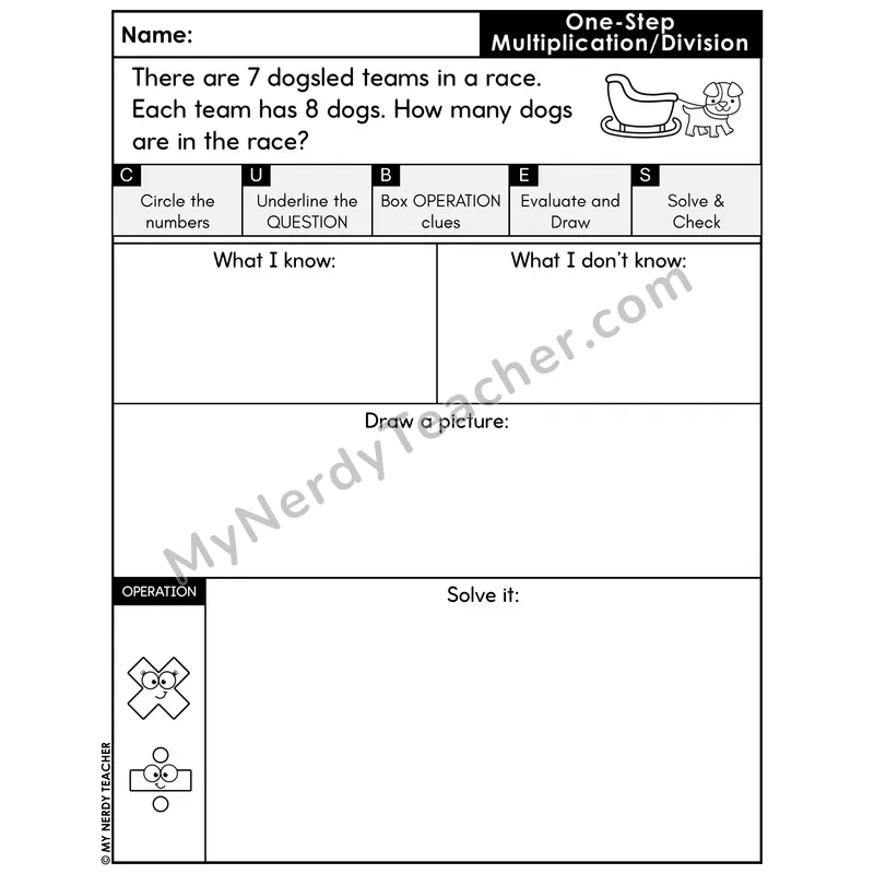 One-Step Multiplication Word Problem #10 — Winter Math Printable CUBES