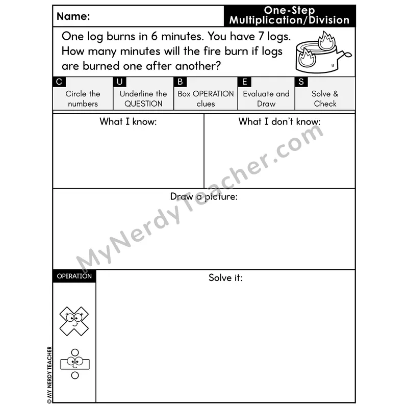 One-Step Multiplication Word Problem #5 — Winter Math Printable CUBES