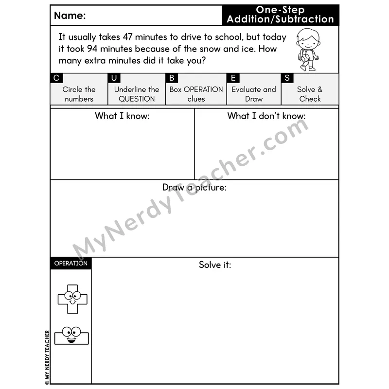 One-Step Subtraction Word Problem #6 — Winter Math Printable CUBES