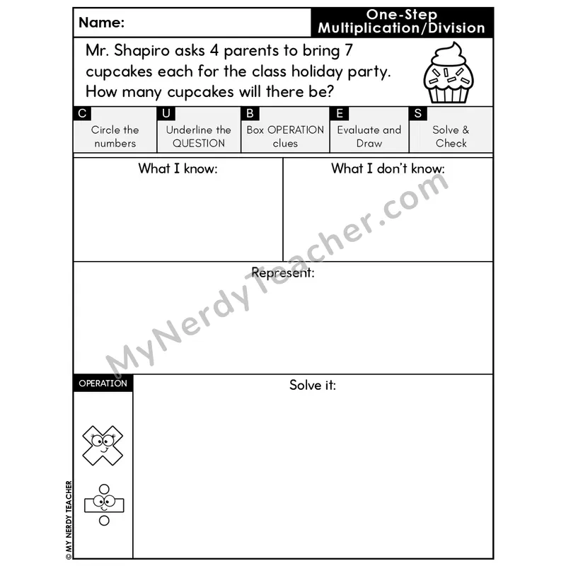 One-Step Multiplication Word Problem #6 — Christmas Math Editable CUBES