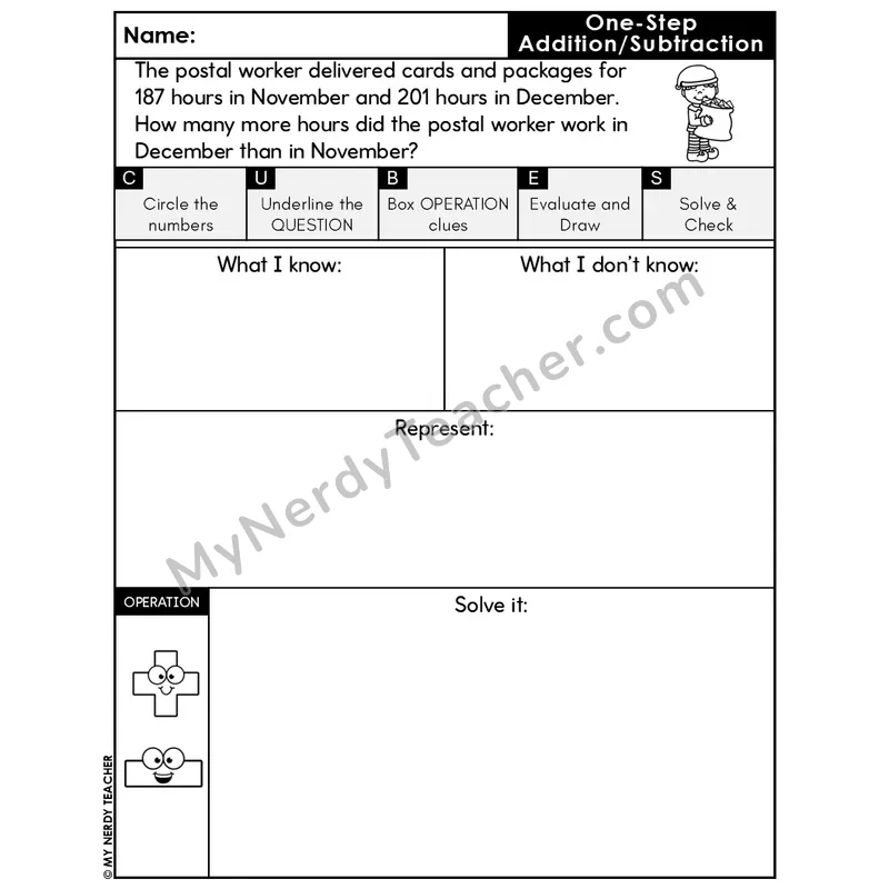 One-Step Subtraction Word Problem #5 — Christmas Math Editable CUBES