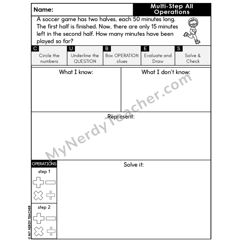 Multi-Step Word Problem #3 — Thanksgiving Math Editable CUBES