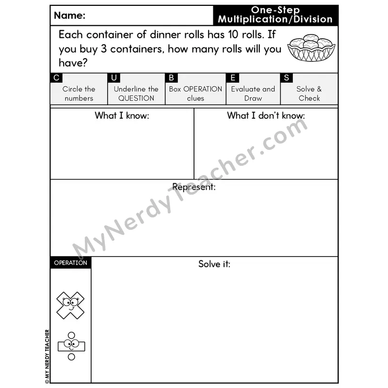 One-Step Multiplication Word Problem #2 — Thanksgiving Math Editable CUBES
