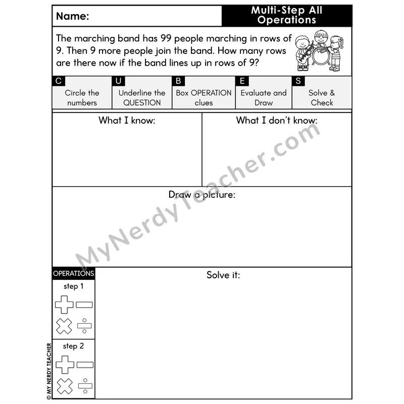 Multi-Step Word Problem #6 — Thanksgiving Math Printable CUBES