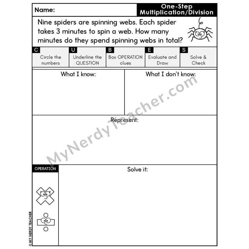 One-Step Multiplication Word Problem #7 — Halloween Math Editable CUBES