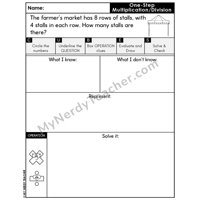 One-Step Multiplication Word Problem #8 — Spring Math Editable CUBES