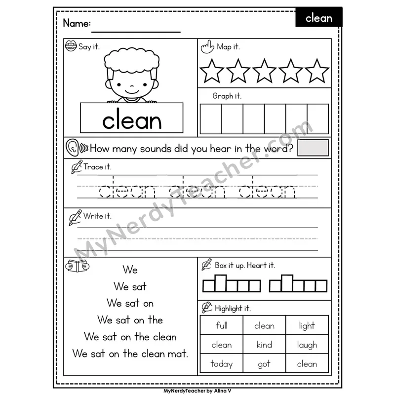 Sight Word Worksheet — clean | Heart Word Practice with Mapping & Tracing | Editable PowerPoint