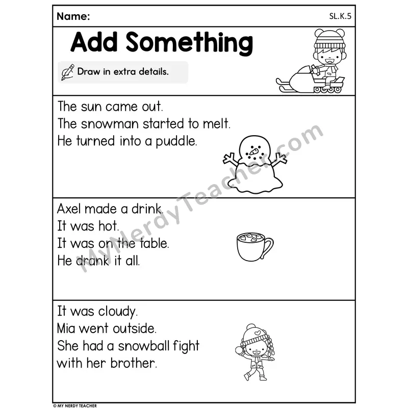 Add Something Worksheet — Draw Details for Stories