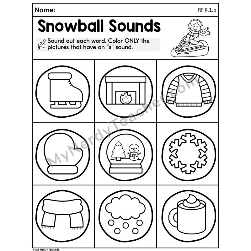 Snowball Sounds Worksheet — Identify Words with S Sound