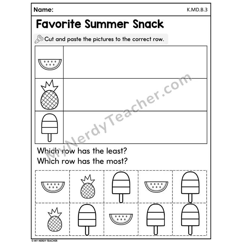 Favorite Summer Snack - Cut and Paste Sort