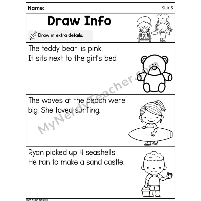 Summer Drawing Details Worksheet — Draw Info