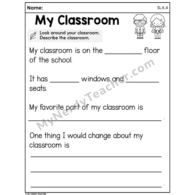 My Classroom - Describe and Write