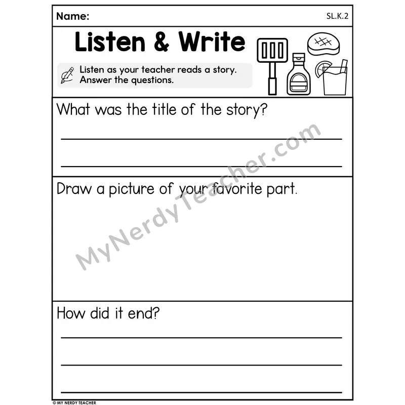 Listen & Write - Summer BBQ Story Response