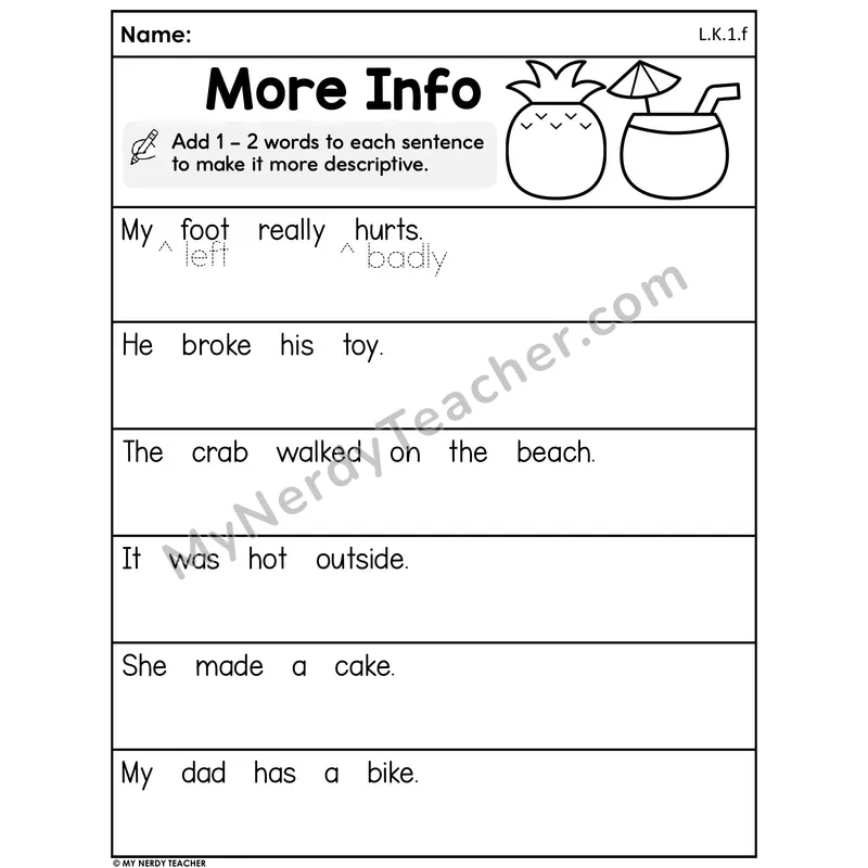 More Info - Expand Sentences Summer