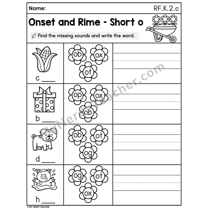 Onset and Rime - Short o Spring Flowers