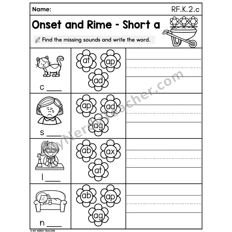 Onset and Rime - Short a Spring Flowers Set 2