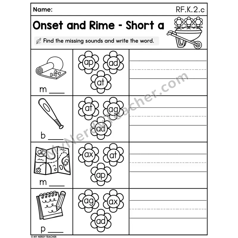Onset and Rime - Short a Spring Flowers Set 1