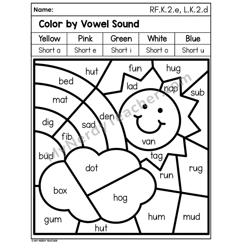 Color by Vowel Sound - Spring Rainbow