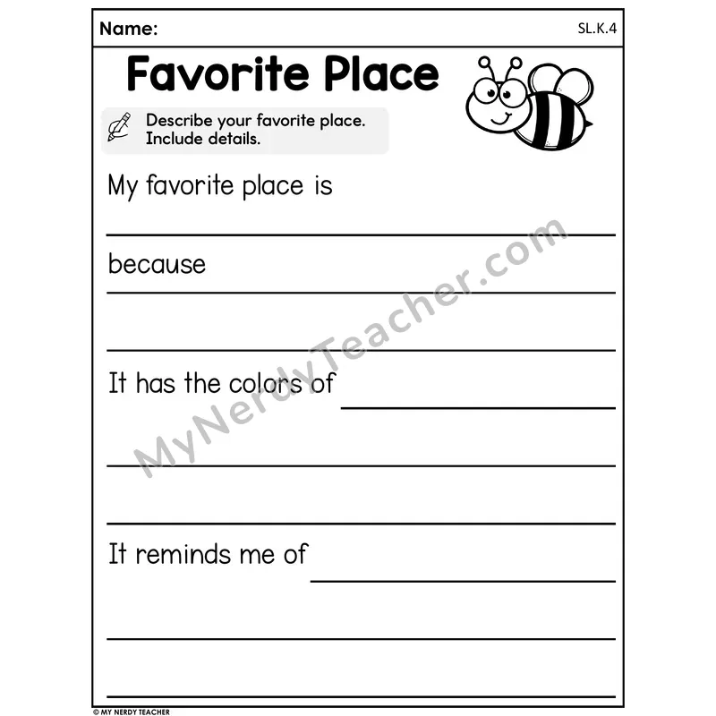 Spring Describing with Details Worksheet — Favorite Place