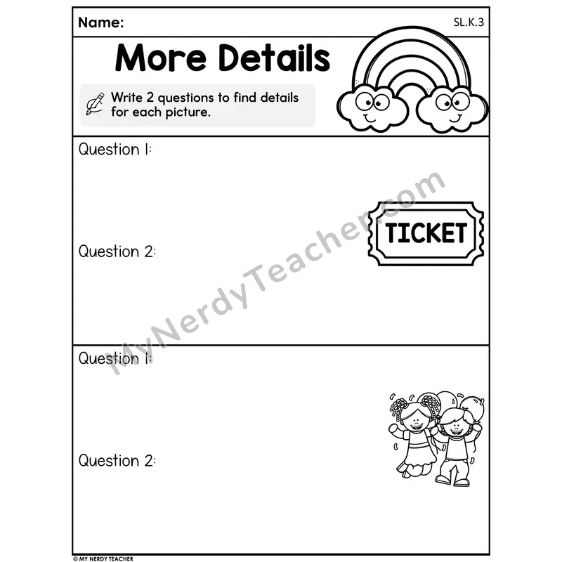 Spring Asking Questions Worksheet — More Details