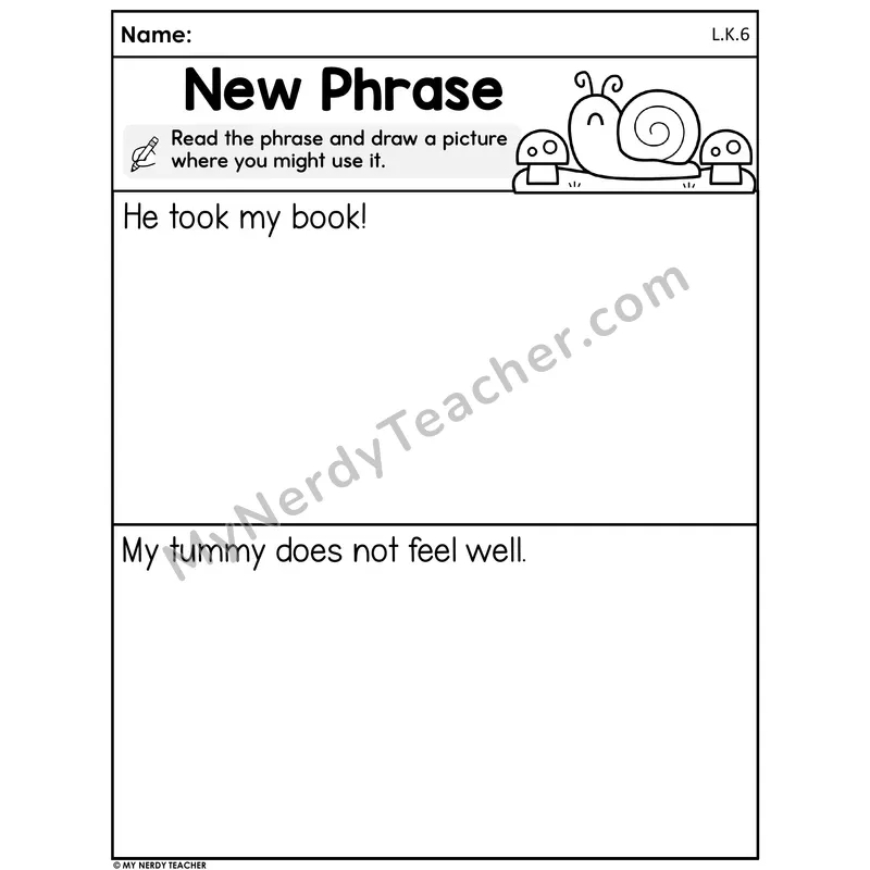 Spring Words and Pictures Worksheet — New Phrase