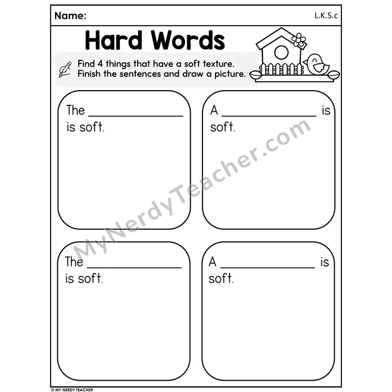 Spring Real-Life Word Connections Worksheet — Soft Textures