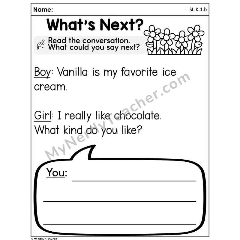 Spring Conversation Worksheet — What's Next?