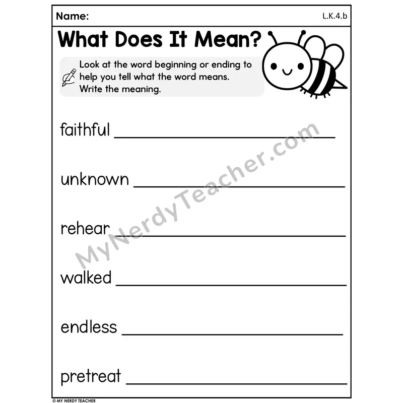 Spring Prefixes and Suffixes Worksheet — What Does It Mean?