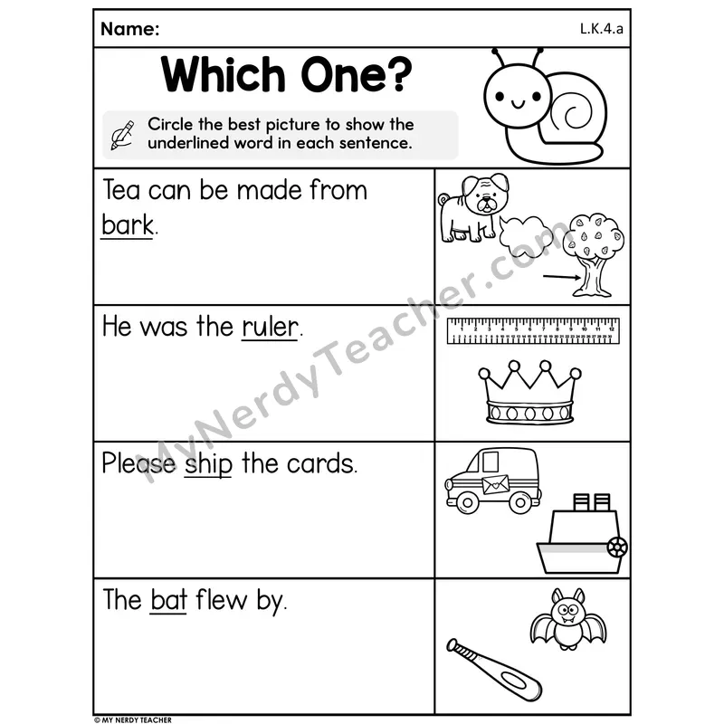 Spring Multiple-Meaning Words Worksheet — Which One?
