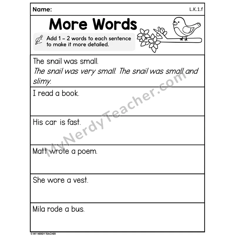 Spring Expanding Sentences Worksheet — More Words