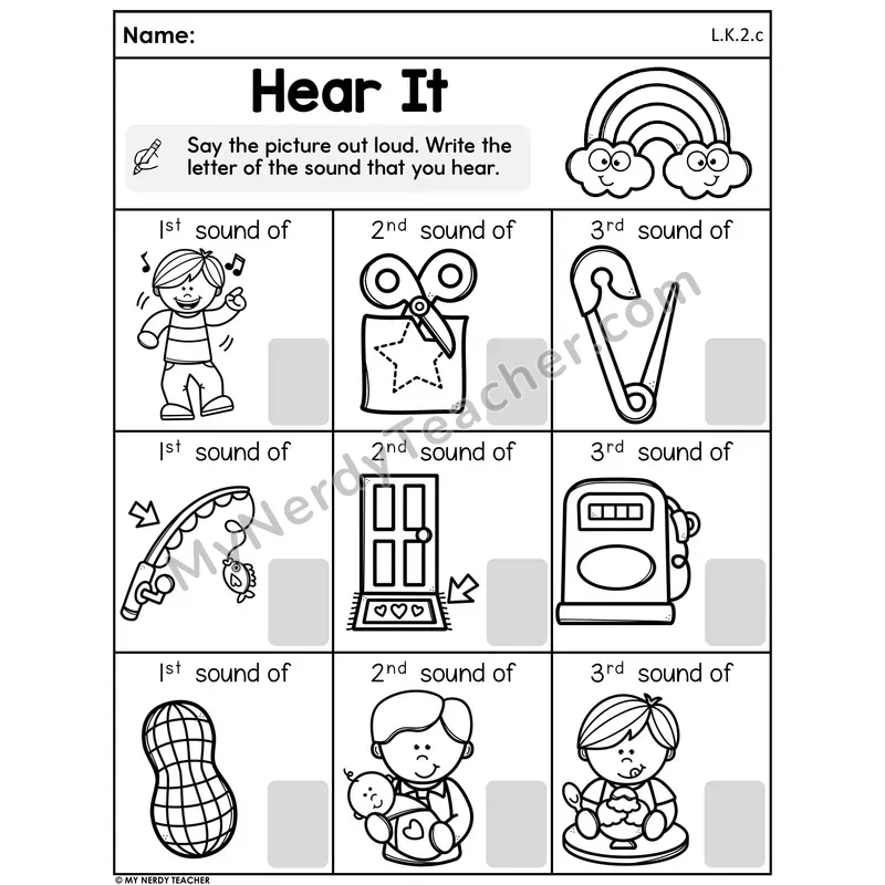Spring Writing Sounds Worksheet — Hear It