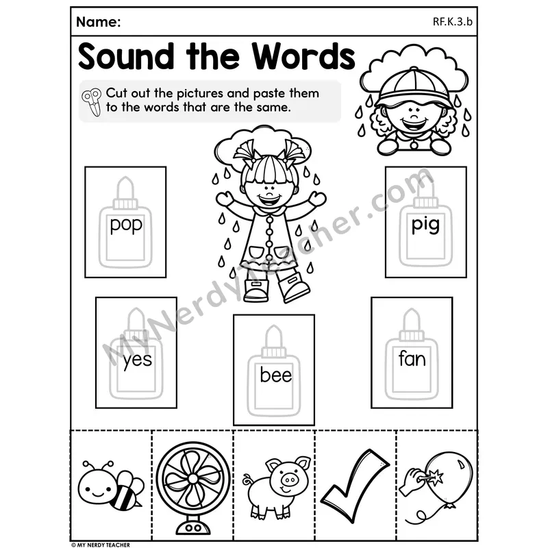 Spring CVC Word Matching Worksheet — Sound the Words