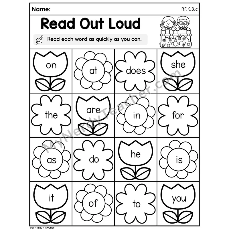 Spring Sight Word Reading Worksheet — Read Out Loud