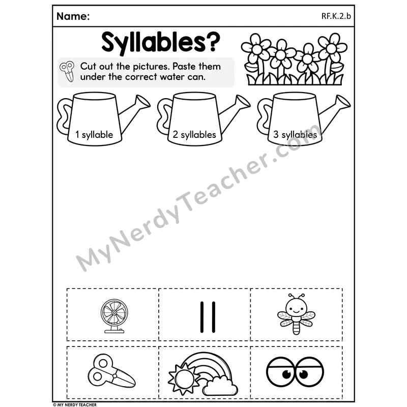 Spring Syllable Sort Worksheet — Syllables?