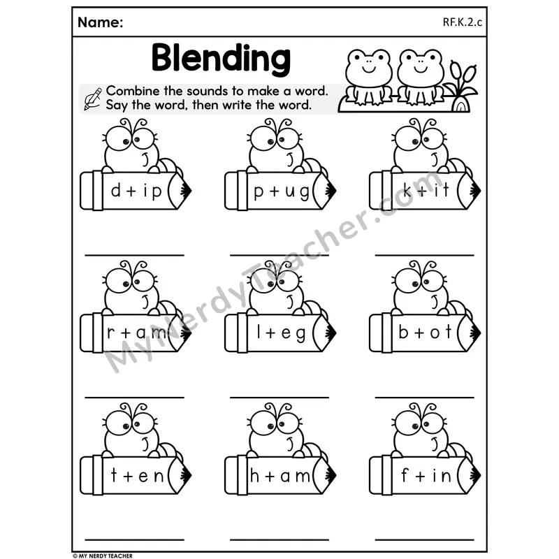 Spring Onset and Rime Blending Worksheet