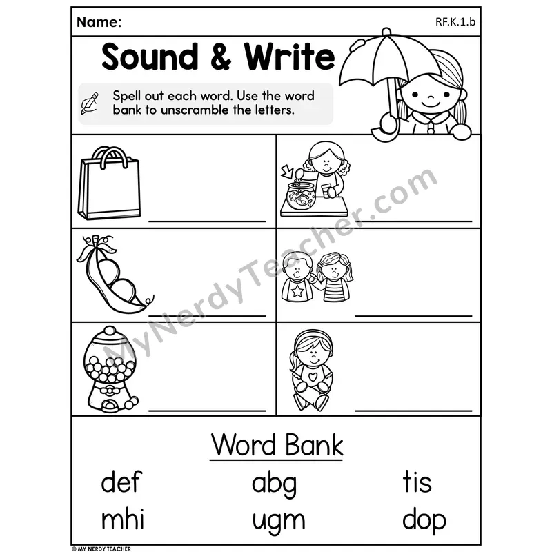 Spring Spelling with Word Bank Worksheet — Sound and Write