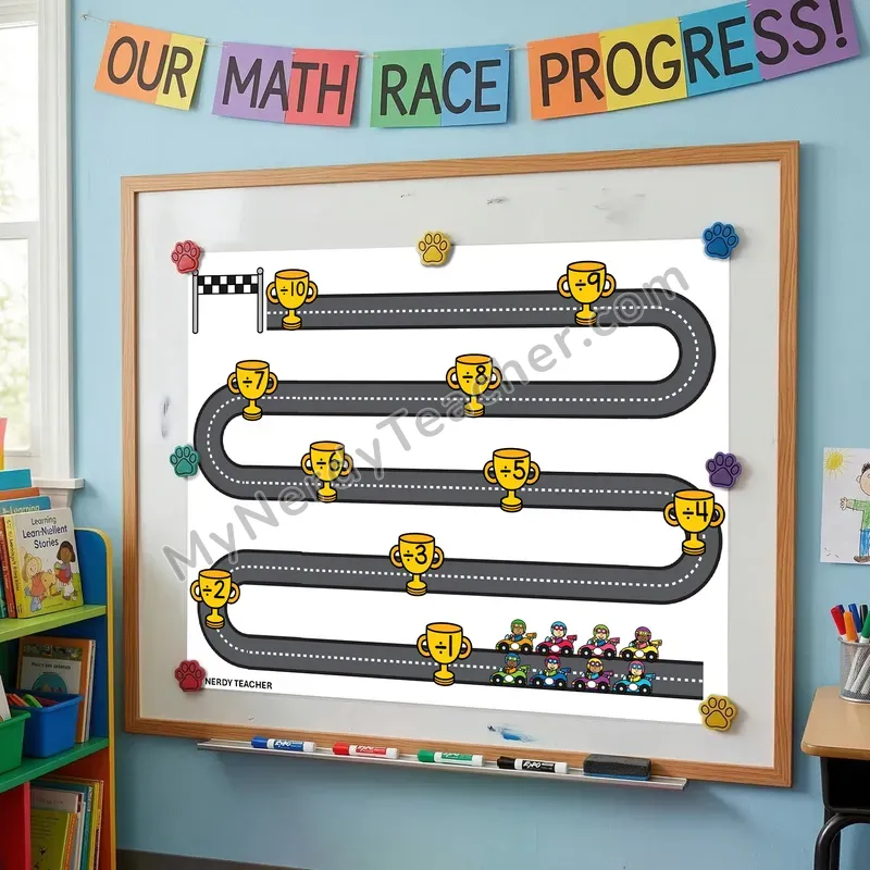 Division up to 10 Kit - Classroom Racetrack Bulletin Board