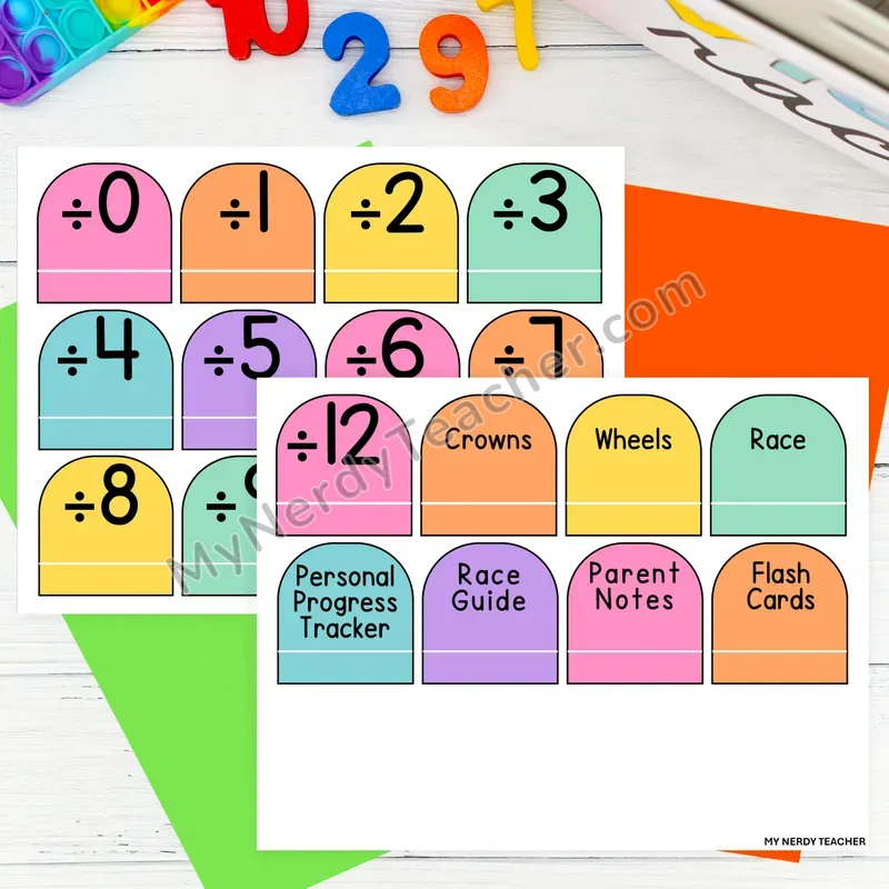 Division up to 12 Kit - Printable Bin Cover Labels