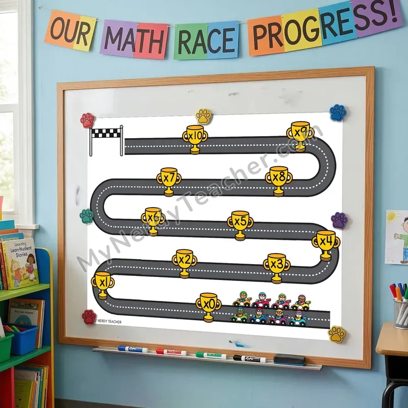 Multiplication Kit x10 - Classroom Racetrack Bulletin Board