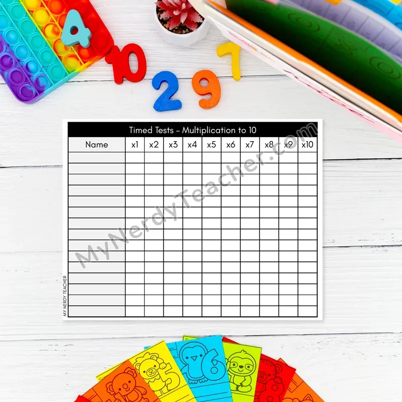 Multiplication Kit x10 - Mixed Review Timed Quizzes