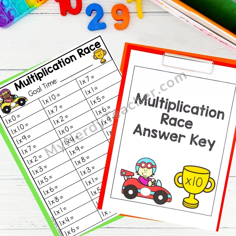 Multiplication Kit x10 - Race Mat Math Center Game