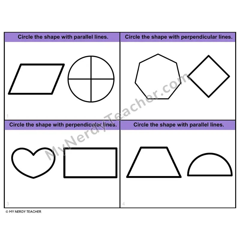 Identifying Lines in 2D Shapes Task Cards — 4th Grade Color