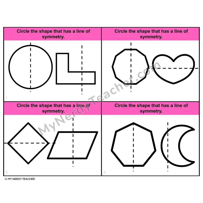 Identifying Lines of Symmetry Task Cards — 4th Grade Color