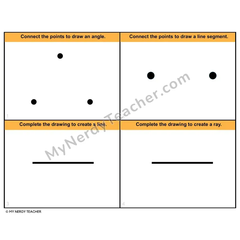 Drawing Lines and Angles Task Cards — 4th Grade Color