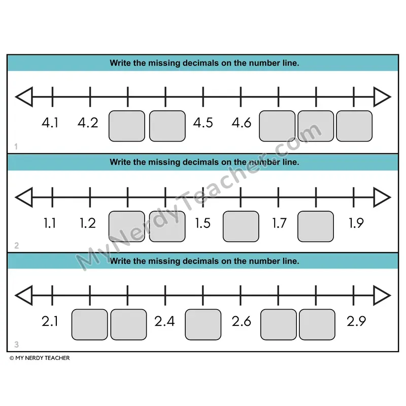 Plotting Decimals on a Number Line Task Cards — 4th Grade Color