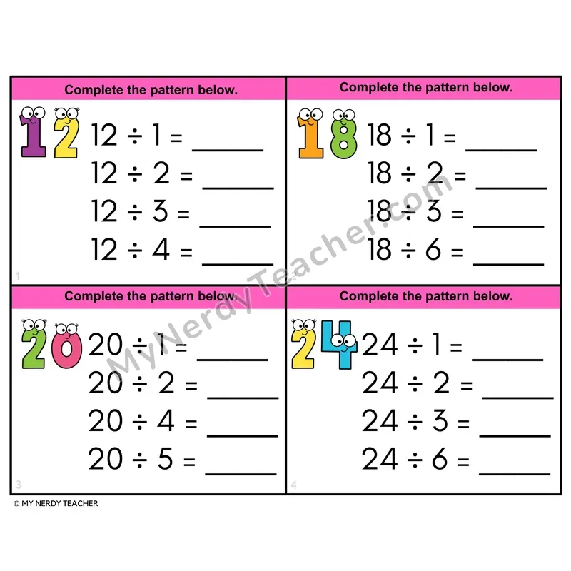 Using Division to Find Factors Task Cards — 4th Grade Color