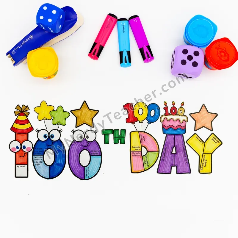 100th Day Writing Craft (Editable PPT) — Big Letter Bulletin Board